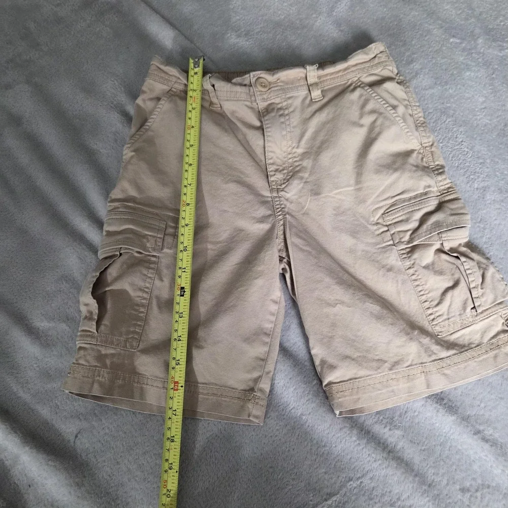 Art Class Shorts Boys 10-12 Beige Cargo Twill Elastic Waist Zip Pockets Casual
